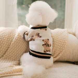 Dog  Sweater Preppy Style V-neck Striped Vest Pet Puppy Winter Warm Clothes Apparel For Dogs