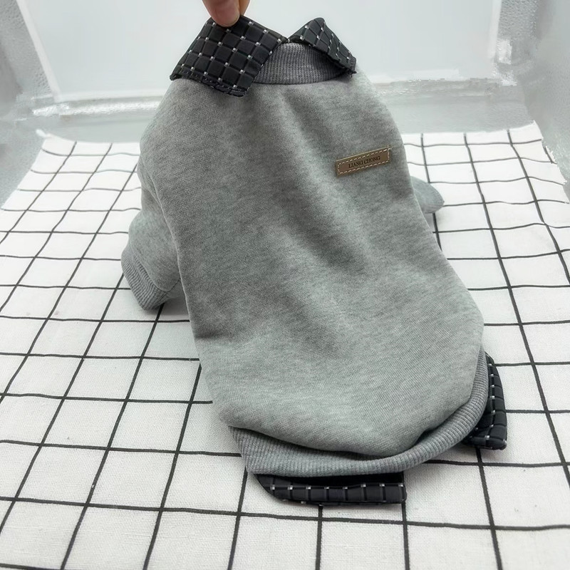 Fake Two-piece Collar Sweater Thin Velvet Dog Pet Two Feet Apparel - Image 4