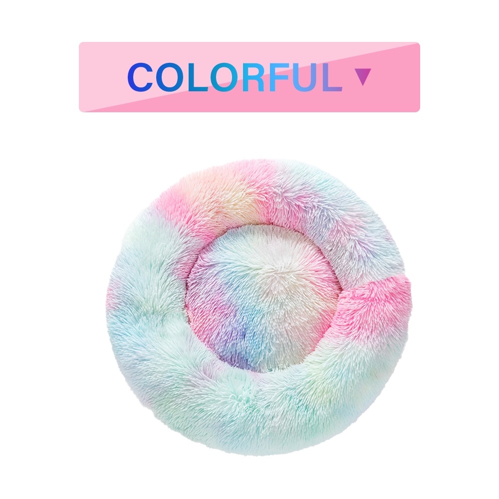 Fluffy Donut Dog Bed Warm Soft Long Plush Pet Cushion Dog House Cat Bed Washable Pet Sofa Mat Calming Samll Large Dog Beds - Image 2